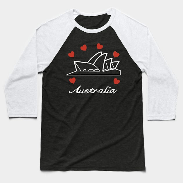 Australia with heart love summer travel vintage Baseball T-Shirt by beautifulhandmadeart